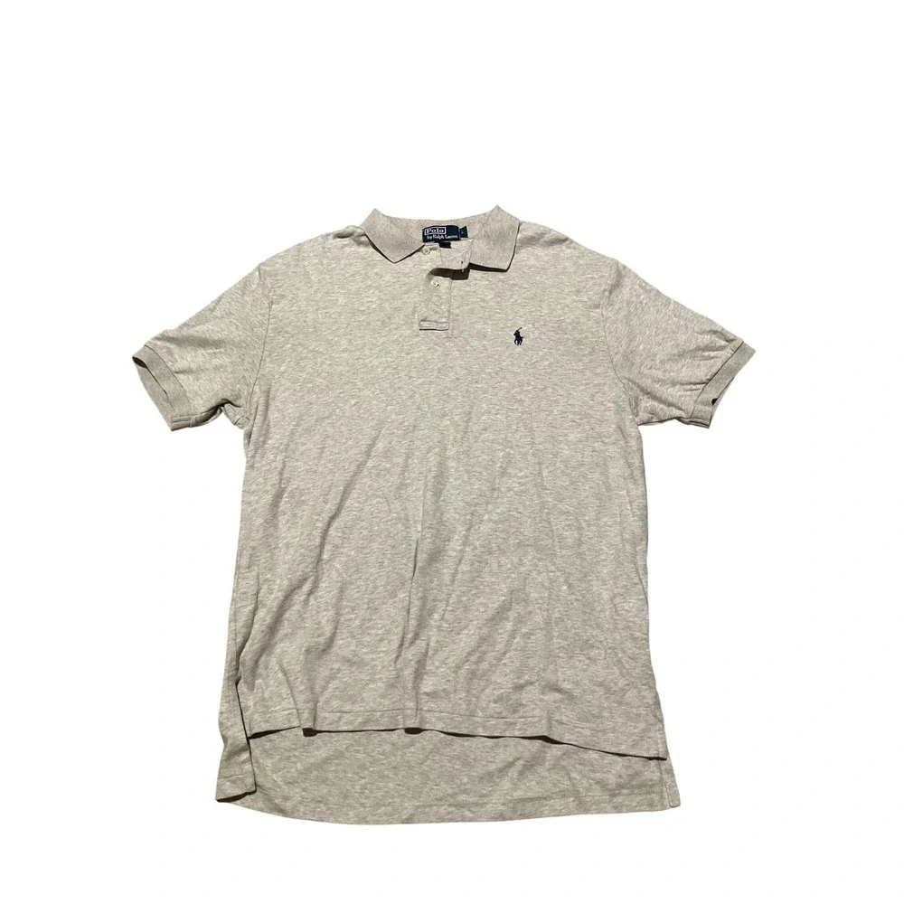 Polo Ralph Lauren Mens Large Grey Short Sleeve 100% Cotton Pony Logo Polo Shirt